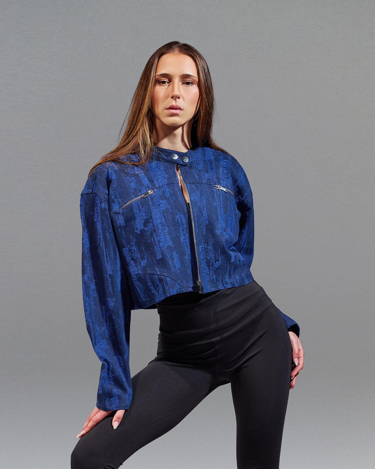 navy blue base with black woven pattern S26-J04