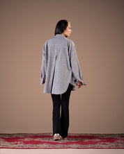 Linin shirt with back slit Grey S26-CH23