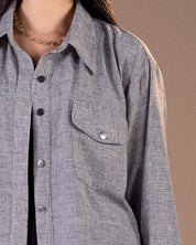 Linin shirt with back slit Grey S26-CH23