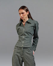 olive green with subtle off white speckling. S26-J02