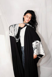 Sequin Sparkle Crepe Caftan BLACK & SALIVER