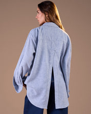 Linin shirt with back slit sky blue S26-CH23