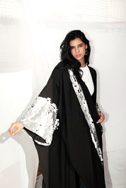 Sequin Sparkle Crepe Caftan BLACK & SALIVER