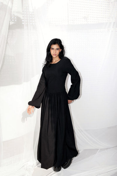 Balloon Sleeve Banglen Dress BLACK