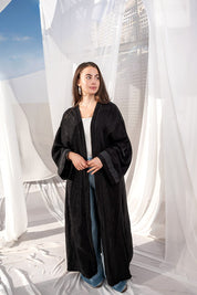 Thunder Tafta Crinkle Abaya BLACK