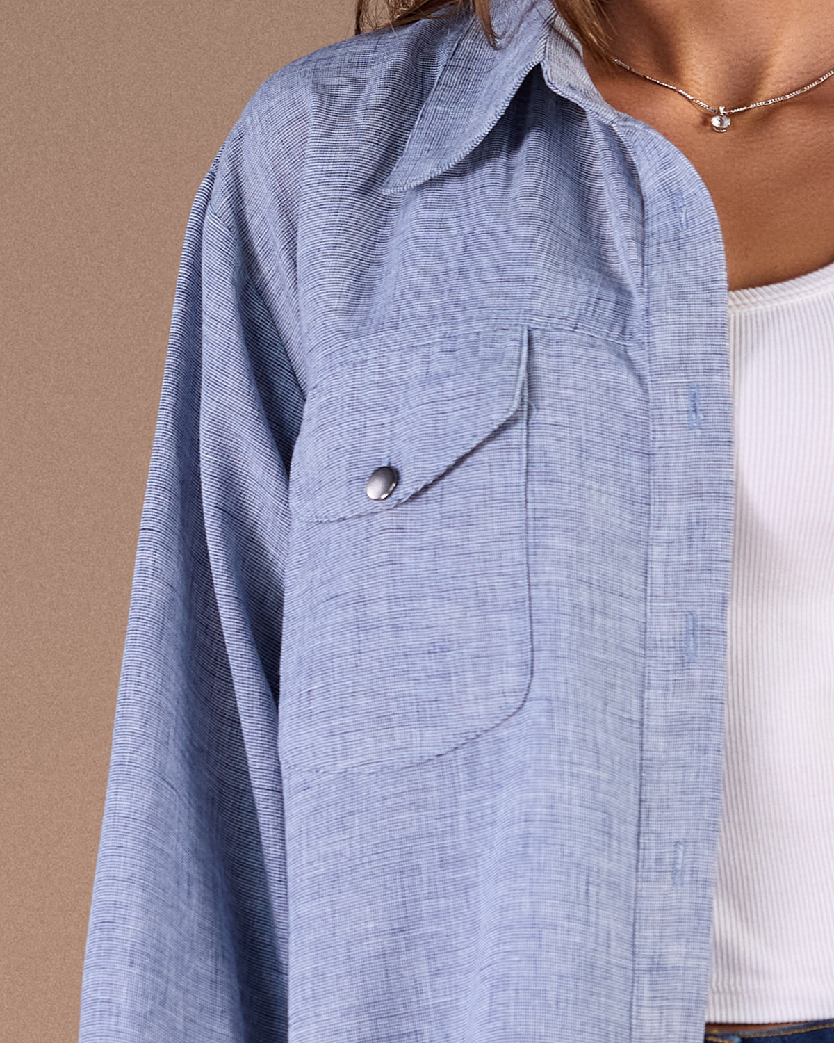 Linin shirt with back slit sky blue S26-CH23