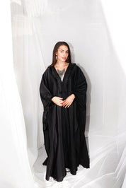 Fringed Serenity Linen Caftan BLACK