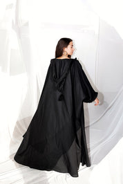 Fringed Serenity Linen Caftan BLACK