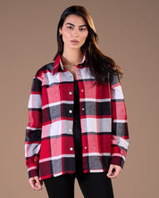 Oversized Caro shirt Black and white plaid with red W25-CH72