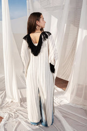 Boho Breeze Linen Caftan WHITE&BLACK