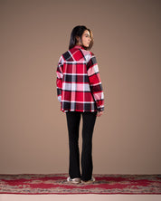 Oversized Caro shirt Black and white plaid with red W25-CH72