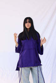 Oversized basic top with tassels - Mauve