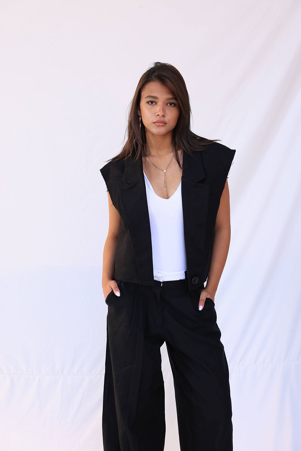 BKS BLAZER Short LINEN BLACK