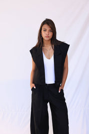 BKS BLAZER Short LINEN BLACK