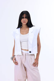 BKS BLAZER Short LINEN WHITE