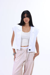 BKS BLAZER Short LINEN WHITE