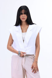 BKS BLAZER Short LINEN WHITE