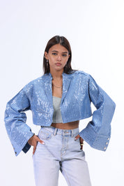 Sequin x Denim Long Jacket