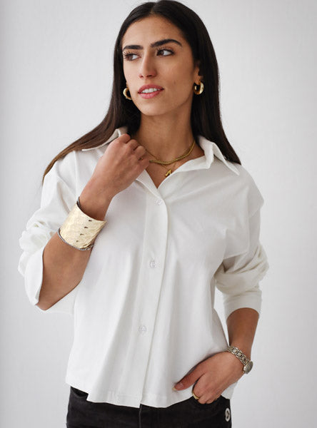 Back-Lace Detail Lycra Shirt WHITE