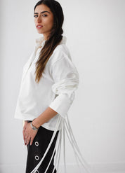 Back-Lace Detail Lycra Shirt WHITE