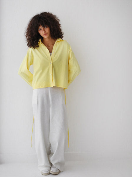 Back-Lace Detail Lycra Shirt YELLOW