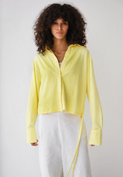 Back-Lace Detail Lycra Shirt YELLOW