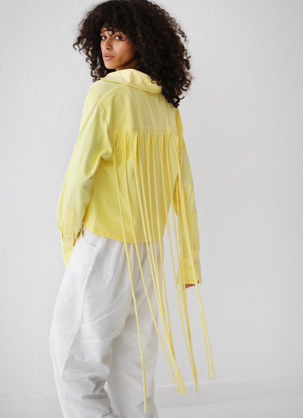 Back-Lace Detail Lycra Shirt YELLOW