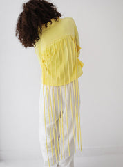 Back-Lace Detail Lycra Shirt YELLOW