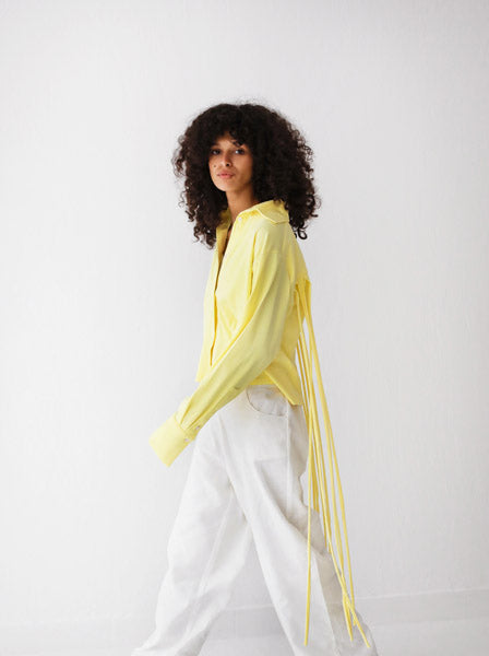 Back-Lace Detail Lycra Shirt YELLOW