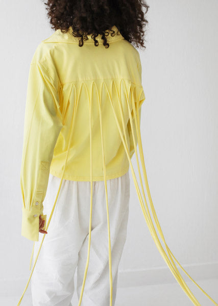 Back-Lace Detail Lycra Shirt YELLOW