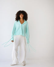 Back-Lace Detail Lycra Shirt AQUE