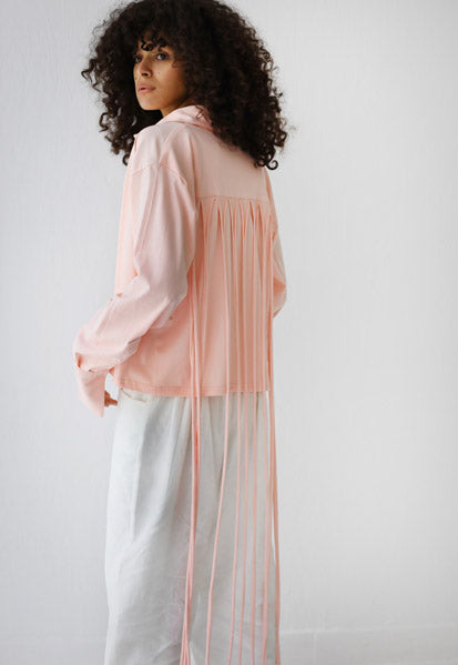 Back-Lace Detail Lycra Shirt PINK