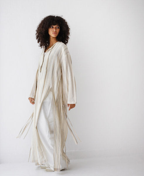 Turkish Linen Maxi Dress with Side Slits BEIGE