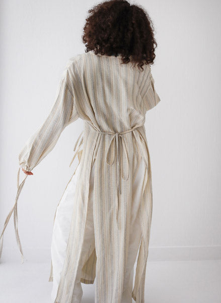 Turkish Linen Maxi Dress with Side Slits BEIGE