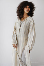 Turkish Linen Maxi Dress with Side Slits BEIGE