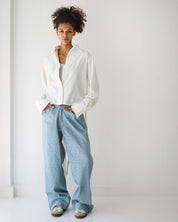 Back-Lace Detail Lycra Shirt WHITE