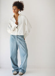 Back-Lace Detail Lycra Shirt WHITE