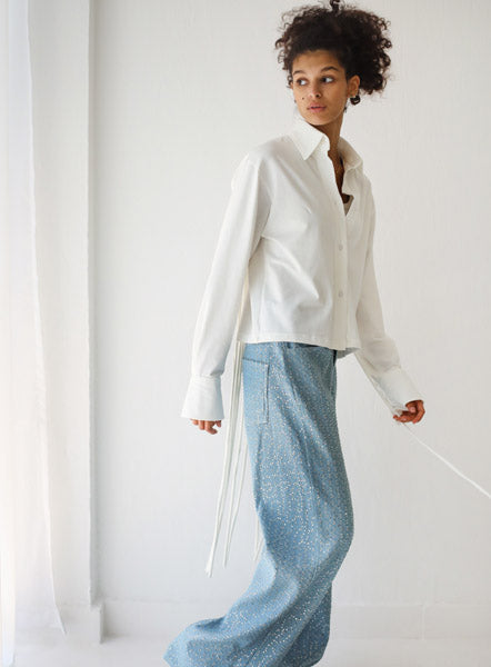 Back-Lace Detail Lycra Shirt WHITE
