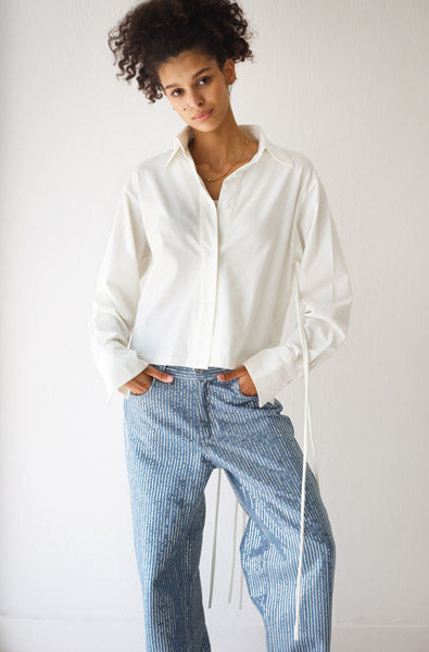 Back-Lace Detail Lycra Shirt WHITE