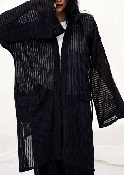 The Striped Breeze Caftan BLACK