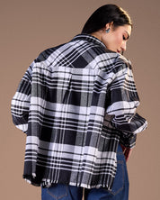 Black and white plaid with soft grey undertones W25-CH72