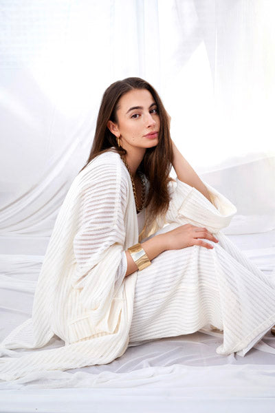 The Striped Breeze Caftan WHITE