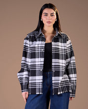 Black and white plaid with soft grey undertones W25-CH72
