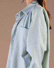 Striped Panel Shirt green S26-ch01