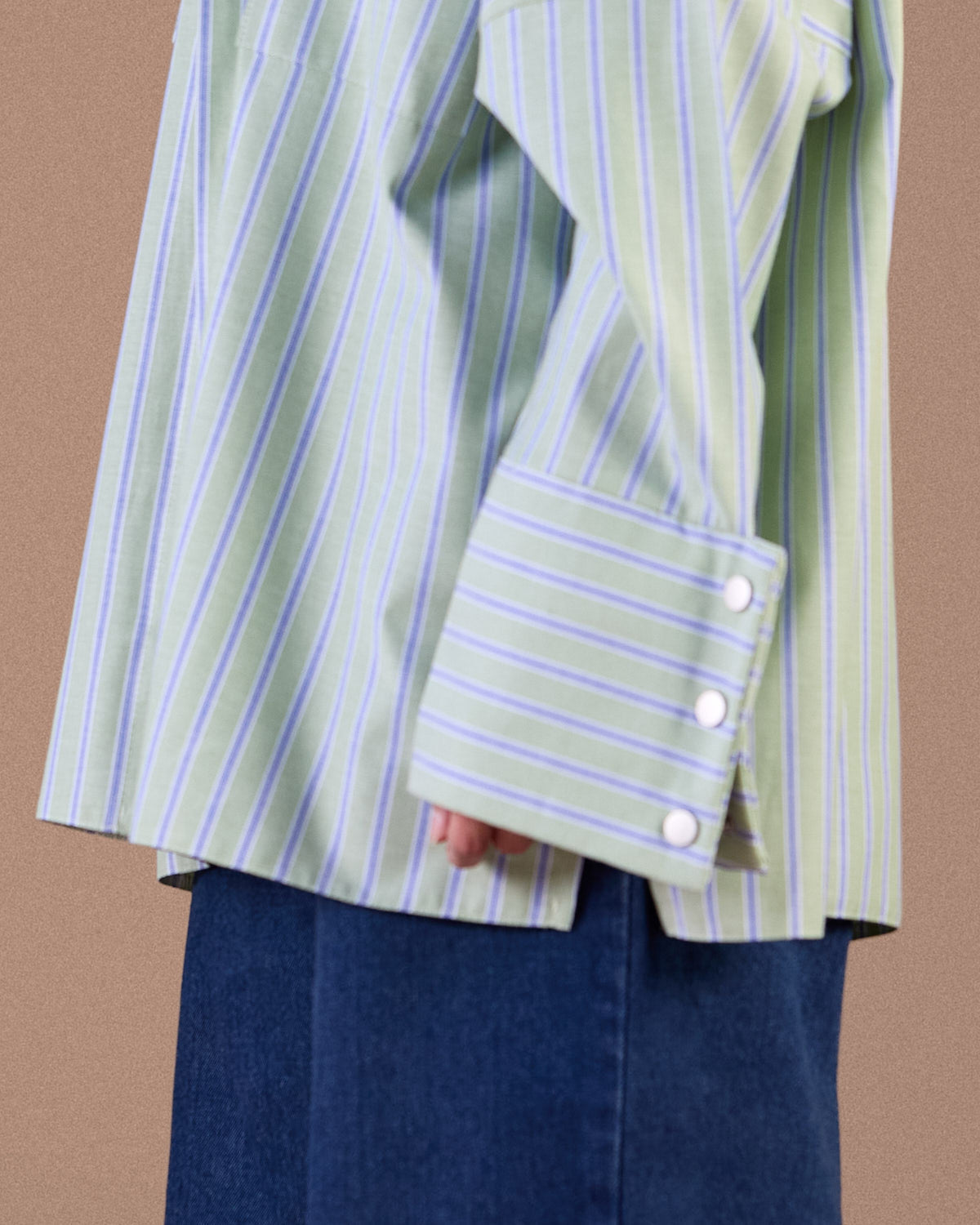 Striped Panel Shirt green S26-ch01