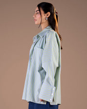 Striped Panel Shirt green S26-ch01