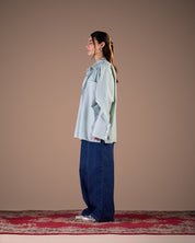 Striped Panel Shirt green S26-ch01