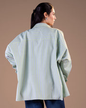 Striped Panel Shirt green S26-ch01