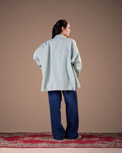 Striped Panel Shirt green S26-ch01