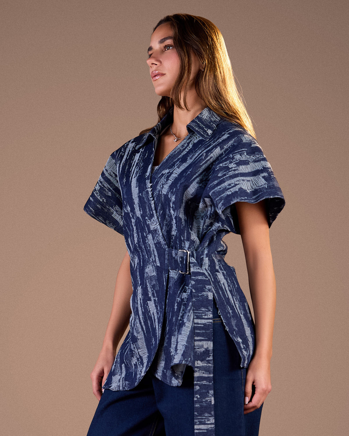 Navy Blue ripped denim S26-V22